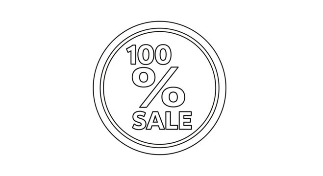 100% Sale Discount Stamp Icon