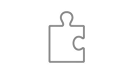 Obraz premium Single Puzzle Piece Outline Icon, Jigsaw Piece Symbol, Isolated on White Background