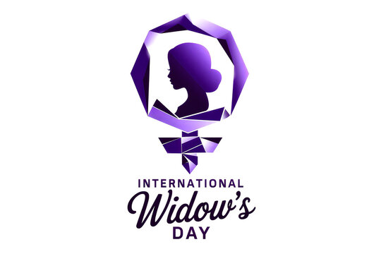 International widows day awareness logo with female silhouette design