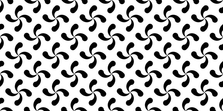 Seamless geometric pattern featuring black Lauburu symbols on a white background
