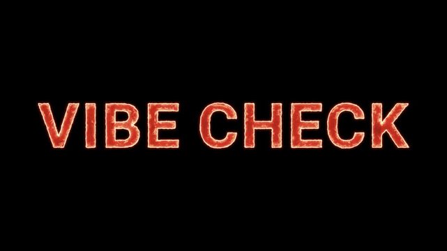Vibe Check Text Glowing Neon Reveal Animation Orange Isolated On Black Background