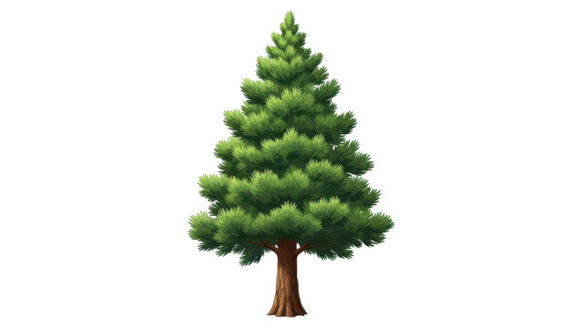 Green evergreen pine tree illustration object, cut out