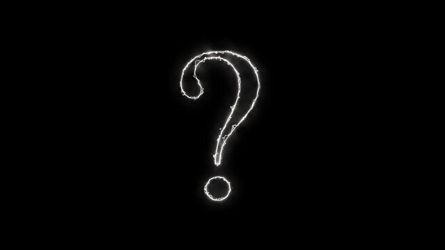 Glowing Question Mark with Electric Lights Sparking. Full HD. 4K