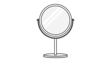 Fototapeta premium Round Vanity Mirror Icon Representing Beauty Makeup Preparation And Personal Grooming Tool Vector Illustration