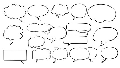 Fototapeta premium Diverse Speech Bubbles - A Collection of Hand-Drawn Communication Icons.