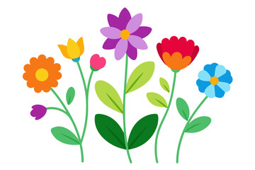 Fototapeta premium A colorful vector illustration of a bouquet of flowers with green stems and leaves