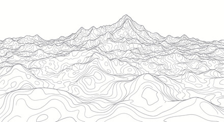 Wireframe Topographic Map of Mountain Range Landscape © Saiful