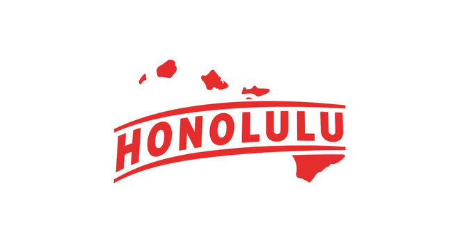 Honolulu Hawaii islands map logo red graphic design