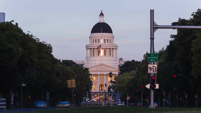 Sacramento Capitol Building at Sunset 4k