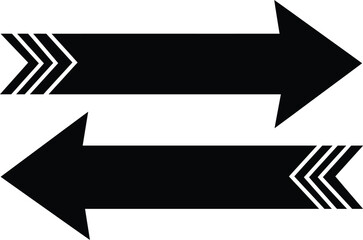 Fototapeta premium Black arrows pointing in opposite directions on white background