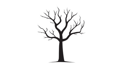 Fototapeta premium Bare tree silhouette without leaves. Vector illustration. 