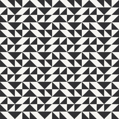 Black and white abstract geometric quilt pattern. High contrast geometric monochrome patchwork minimal background with triangles. Simple colors - easy to recolor. Color block vector illustration.