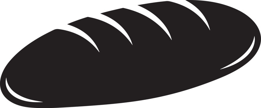 Black bread loaf on white background illustration