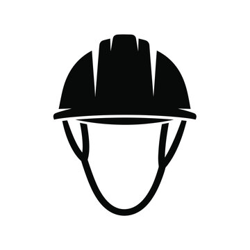 Black and white of construction safety helmet with face shield