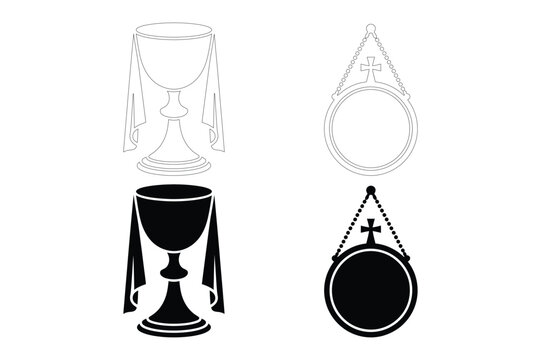Religious symbols: chalice and ciborium icon set