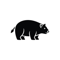 Obraz premium Black silhouette of a stylized bear walking sideways