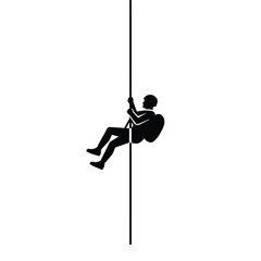 Silhouette of person rappelling down a rope climbing © dipu