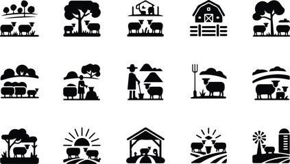 Sheep Silhouette Icon Collection Set © logodesign11
