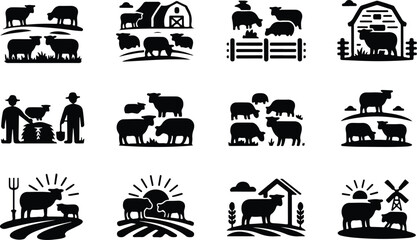 Sheep Silhouette Icon Collection Set © logodesign11