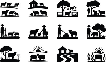 Sheep Silhouette Icon Collection Set © logodesign11