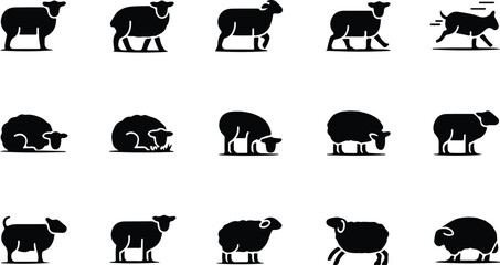 Sheep Silhouette Icon Collection Set © logodesign11