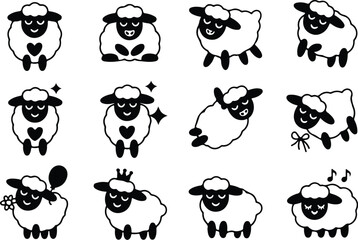 Sheep Silhouette Icon Collection Set © logodesign11