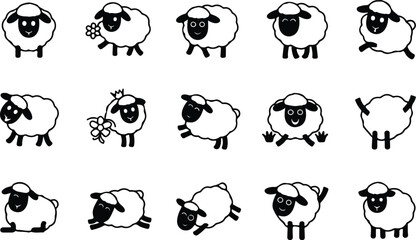 Sheep Silhouette Icon Collection Set © logodesign11