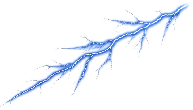 A vibrant blue lightning bolt,  with branching tendrils