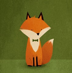 Fototapeta premium a cute fox with a bow tie