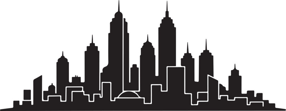 Black silhouette of a city skyline at night time