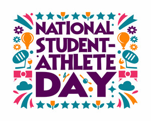Fototapeta premium NATIONAL STUDENT-ATHLETE DAY vector illustration isolated on white background