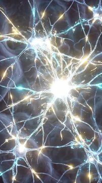 Detailed neural network human synapse connection glowing electric light abstract background energy glow pattern fantasy art biological neuron web luminous signal flow scientific atmosphere brain