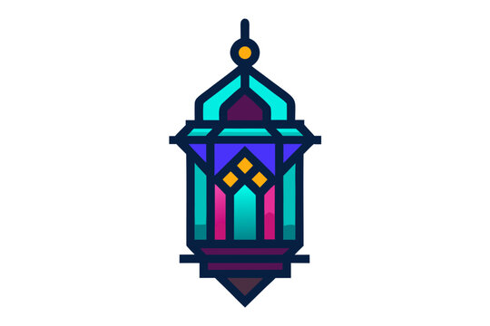 Futuristic Neon Ramadan Lantern with Glowing Panels