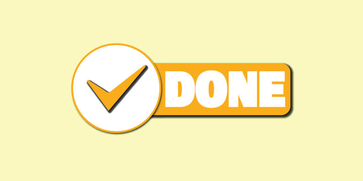 Done Button Vector, Task Completed Icon, Checkmark UI Element, Finish Action Button Design
