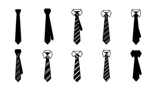 Vector long tie icon collection professional business and student uniform illustration