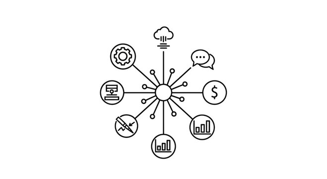 Centralized data hub connecting various business and technology concepts