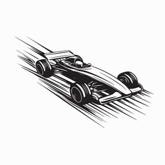 Naklejka premium Classic Formula One Racing Car Silhouette Speeding Vector