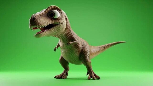 Cute Baby T-Rex Dancing Hip Hop Shuffle with Chroma Key Green Background