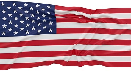 Fototapeta premium American flag waving on white background, United States flag