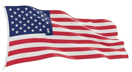 Obraz premium American flag waving on white background, United States symbol