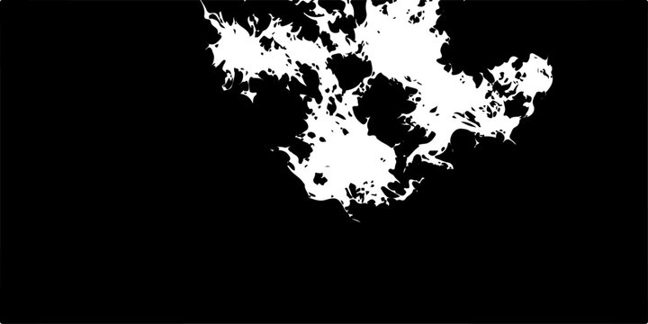 Abstract black and white fire and smoke illustration featuring a grunge ink splash texture with a dirty spray splat pattern and a silhouette frame design on a decorative paper background