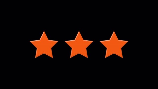 three orange stars on atransparent background, commonly used as a graphic element for ratings or reviews. Dashed circles and lines surround each star, possibly indicating a loading