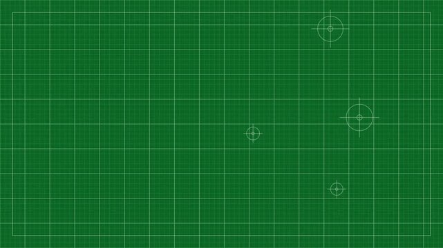 Animated colorful countdown timer from ten on a green technical grid background
