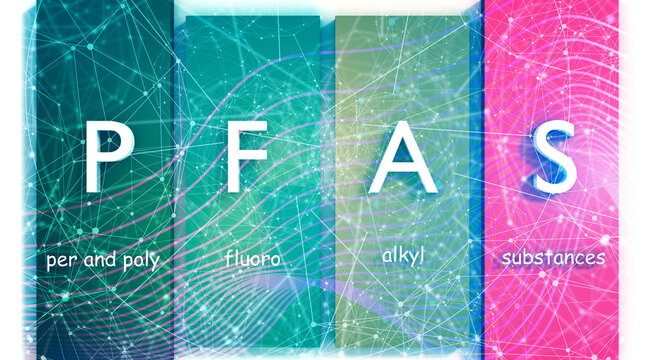 PFAS acronym - Per- and polyfluoroalkyl substances. Business and social responsibility.