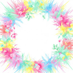 Obraz premium Abstract Watercolor Floral Wreath In Pastel Colors