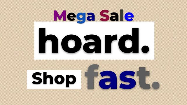 Mega Sale Motion Graphic featuring animated shop fast text on a textured beige backdrop