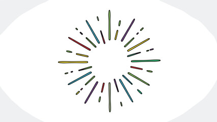 Obraz premium Abstract multi-colored sunburst or fireworks burst with colorful rays of light emanating from the center.