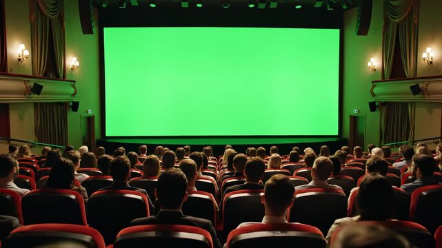 Audience in theater with green screen
