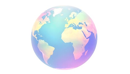 Fototapeta premium Holographic Earth globe with pastel colors, representing global connection and diversity