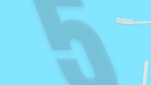 Minimalist animated colorful countdown timer from ten to zero on a light blue background
